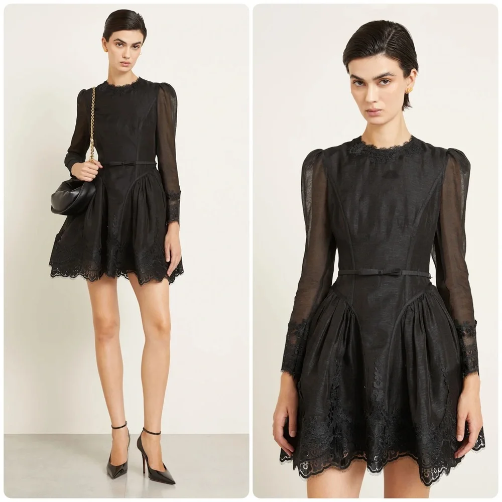 zimmermann hypnotic lace trim mini dress Zimmermann Hypnotic Lace Trim Mini Dress Cream Cascade ShopSixtyFive